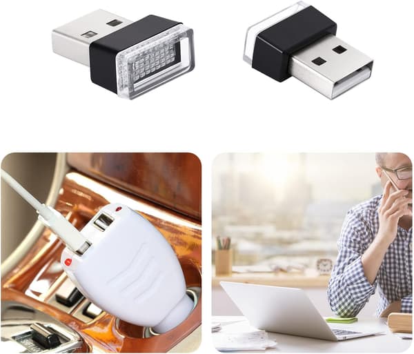 7 stk USB LED-biler indre atmosfærelys, 5V stiklys