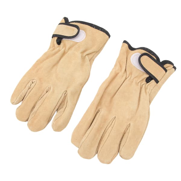 Cowhide Work Gloves Inner Polyester Outer Leather Breathable Heat Resistant Gloves for Grilling Cooking Baking