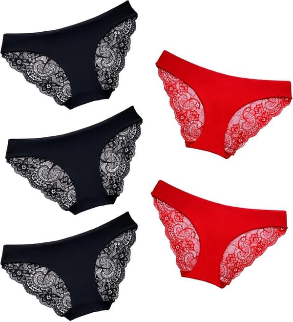Tanga til kvinder med blonde, T-ryg, perler, WNK06 (sort) -