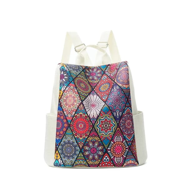 Etnisk romb rund mönster dam klassisk ryggsäck Multicolor Multicolor