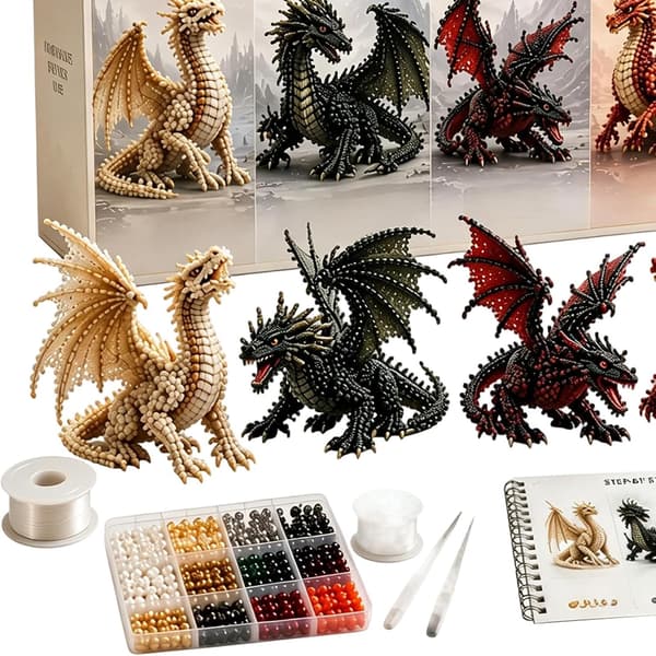 eläimiä helmistä, , lohikäärmeveistos, 3D -