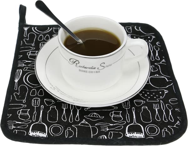Black Cotton Kitchen Towels, Heat Resistant, 20x20cm, 3-pack
