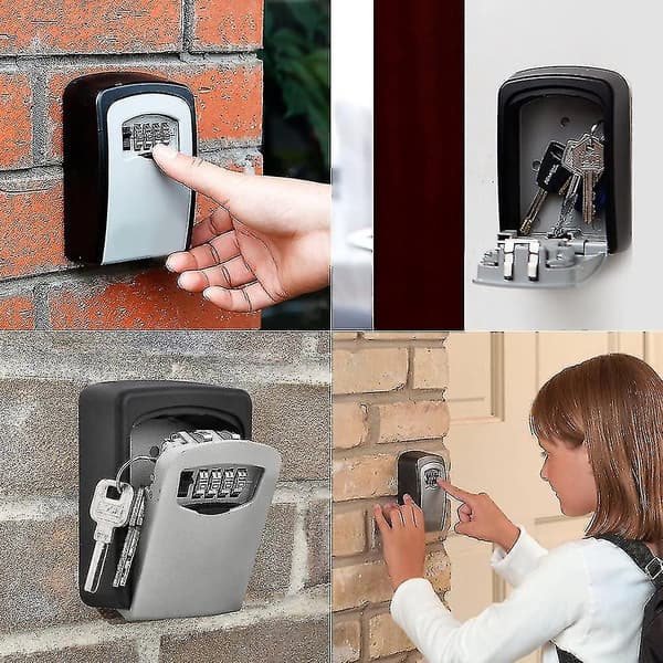 Key Cabinet with 4-Digit Code, Wall-Mounted Key Storage, Security Storage Box for Secure Key Sharing Indoors and Outdoors