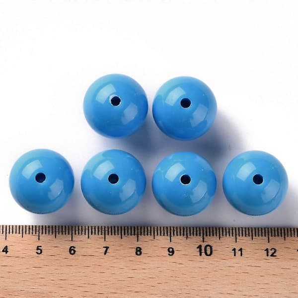 Opaque Acrylic Beads Round Deep Sky Blue 20x19mm Hole: 3mm 111pcs/500g
