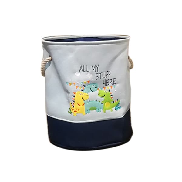 Storage Basket for Children's Room, Foldable Laundry Basket Large Organize Clothes Toy Storage - Dinosaur/Blue