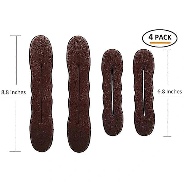 Magic Hair Bun Maker 4-pack (2 Small, 2 Large) Foam Sponge Bun Shaper Accessory Strong Flexible Reusable