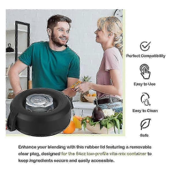Mixer Cup Lid Accessory Compatible with Vitamix 64oz Low Profile Container Professional Series pro200 pro750 Easy to Install and Black szrh