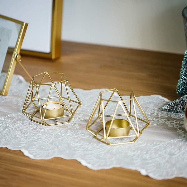 4 stk. metall geometrisk design telysholder, hule telysholdere for vi