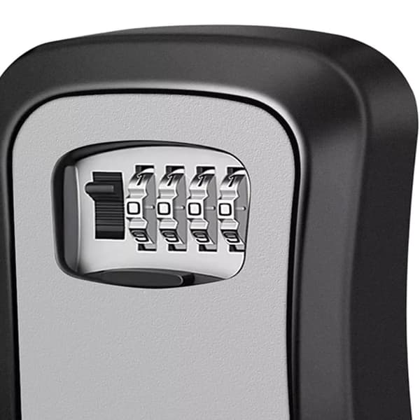 Portable Wall-Mounted Gray Key Cabinet with Lock - 4-Digit Combination