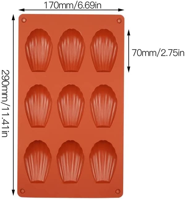 Rød - Silikone Madeleine-form, Madeleine-kageform Mini Silikoneform til kage Gelé Mousse Chokolade (Sæt med 2)