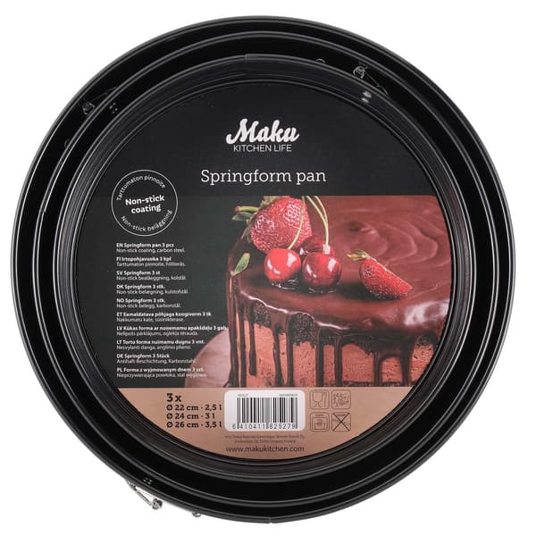 Springformer med avtakbar bunn, sett med 3 986
