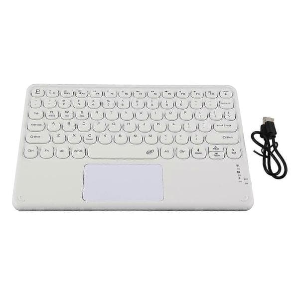Wireless Keyboard 10 inch Round Keys Touchpad Function Portable Widening Magnifying Waterproof Dustproof Laptop Keyboard White