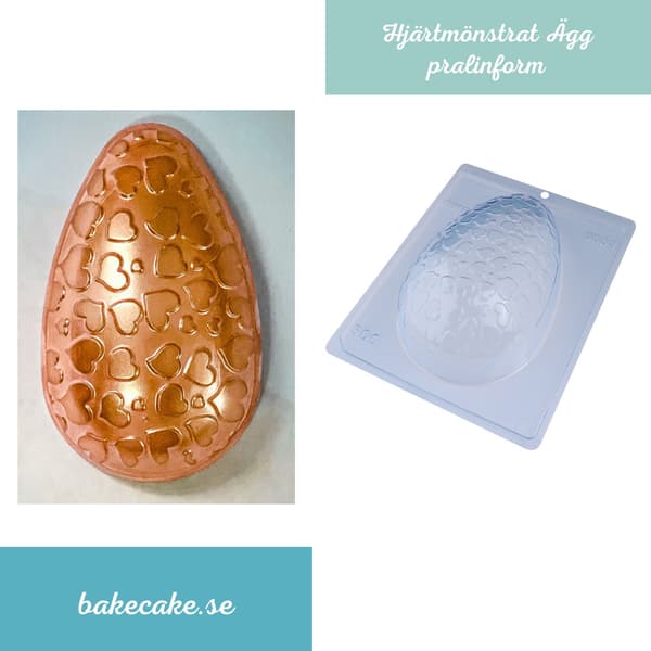 Pralinform Egg Hjerte 500g Sjokoladeform - BWB 9333 - Spesiell 3-delt form Transparent transparent