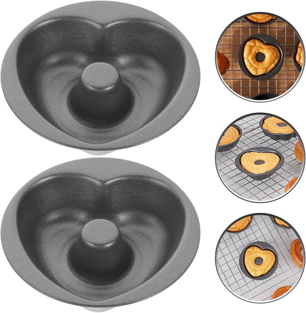 Donutform af kulstofstål bageform 2 stk hjerteformet med non-stick glat