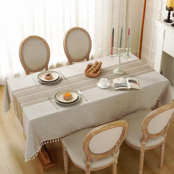 Rustic Tablecloth Cotton Linen Waterproof Tablecloth Burlap Tablecloths for Kitchen Dining Tablecloth 140x180cm, 4-6 Seater