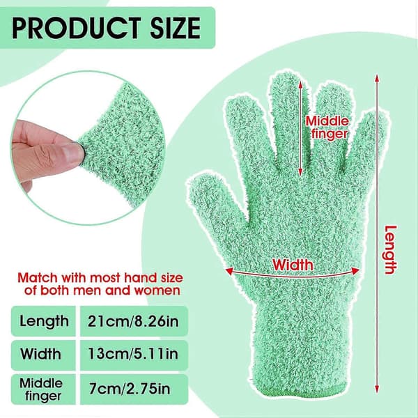 1 par mikrofiber-støvhandsker, genanvendelige vaskbare rengøringshandsker vanter til planter, husrengøring, bilpersienner og lamper