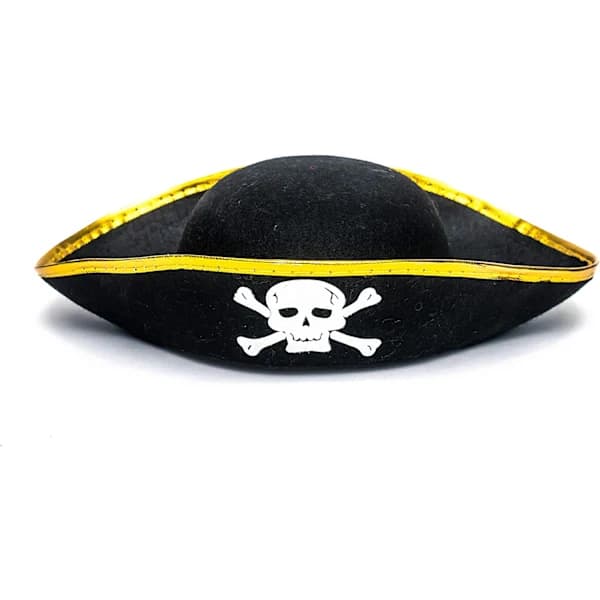 Trekantet pirathat - Trefarvet piratkostume tilbehørshat - 1 stk