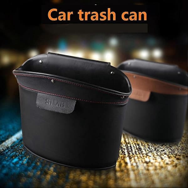 Car Trash Can Auto Leather Trash Can Storage Box, Beige