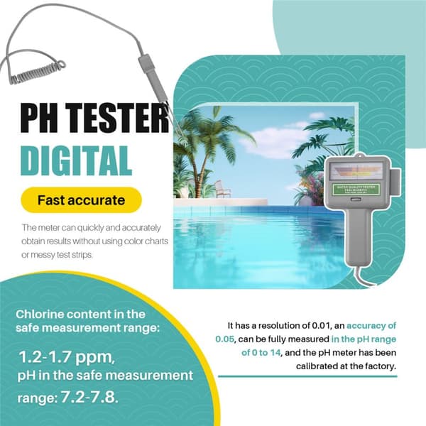 Water PH Chlorine Tester Pool Quality Spa Level Meter