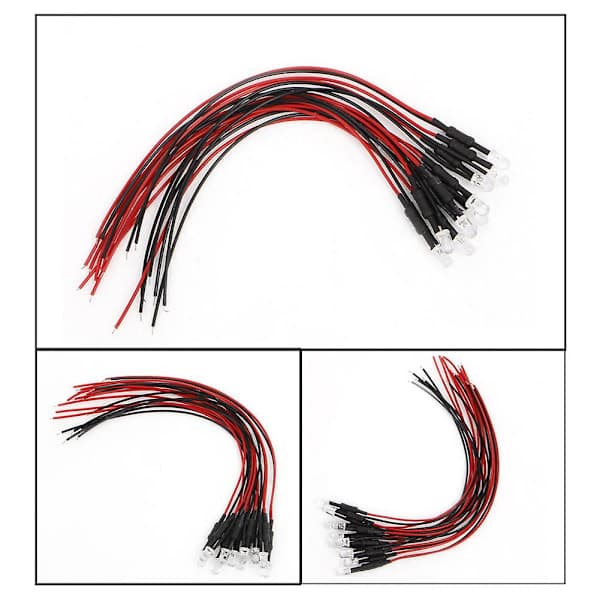 10 kpl DC 24V 18cm 5mm esijohdotettuja LED-lamppuja diodeja Punainen 18cm Punainen Punainen 18cm