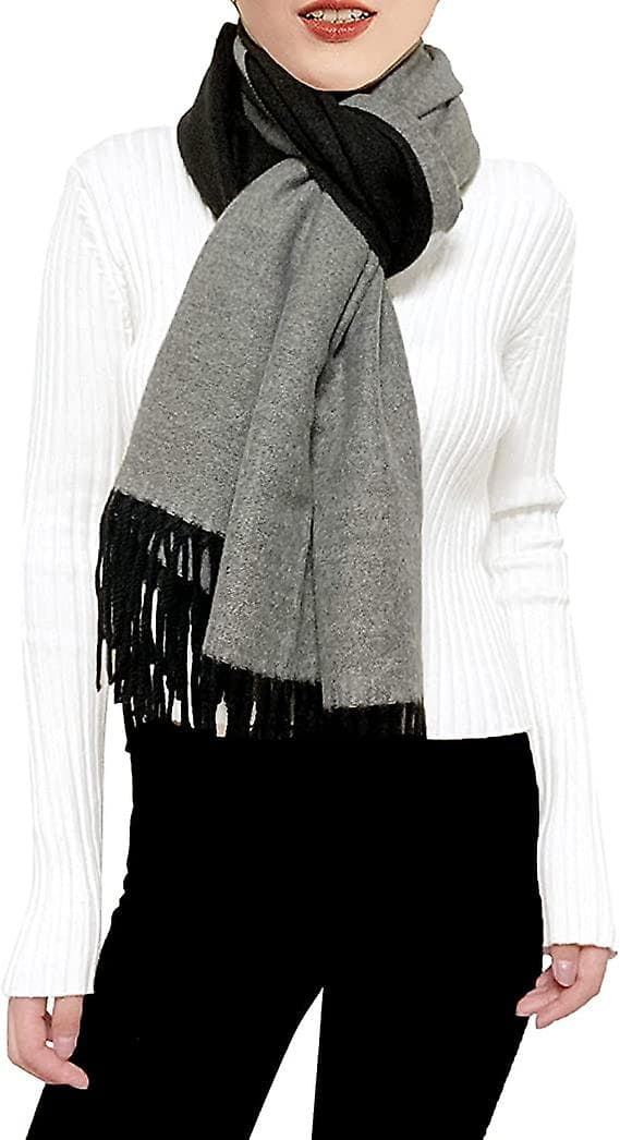 Nior+grå) Dame Kasjmirskjerf Vinter Vendbar Pashmina Lang Stor Tykk Varme Skjerf Med Dusk For Bryllupsgave