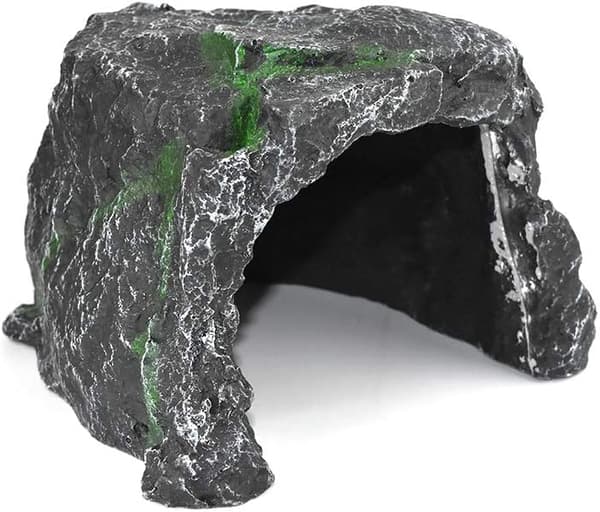 Krybdyr terrarium med klatreplatform i harpiks til skjulested