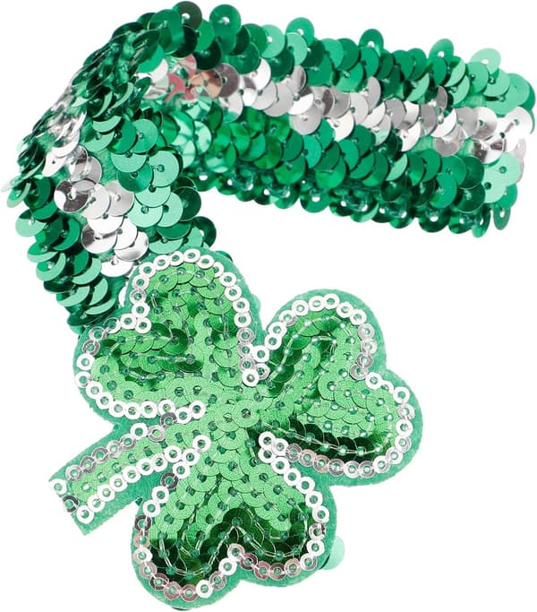 Kløverhårbånd til St. Patrick's Day, grønn, polyester PET -