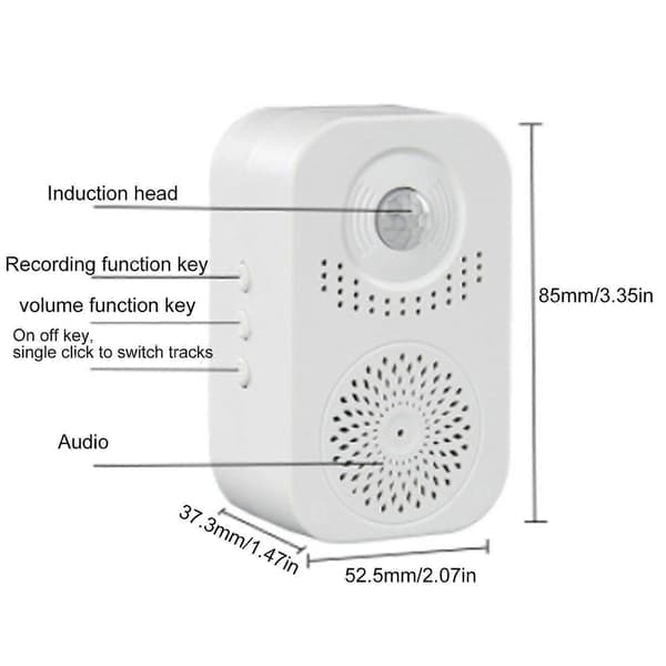 SSRGV Wireless Motion Sensor Doorbell Voice Reminder Welcome Chime Ringtones Volume Adjustment USB Charging for Home Store