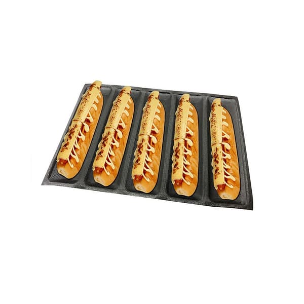 Silikonform for Baguettebrød, 5-hulls 30 cm, Non-stick Bakeform for Hjemmelaget Brød