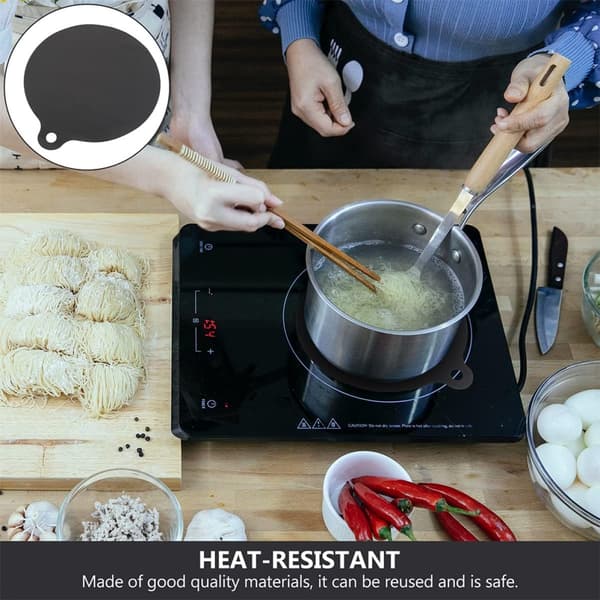 Non-slip pot holder, 4 pieces black, silicone induction hob protector, 22 cm kitchen utensil