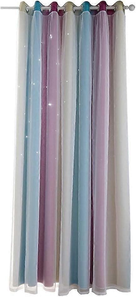 Romantic Starry Sky, Elegant Blackout, Hollow Star Design, Double Layer Thermally Insulated, 1 Piece, Pink, W100 x H130 cm, Polyester Fabric