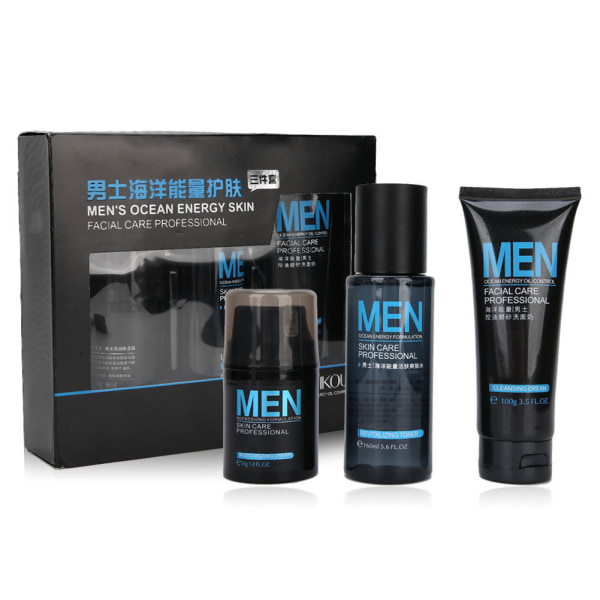 3 st Set för män Moisturizing Hydrating Oil Control Cleanser Toner Face Cream