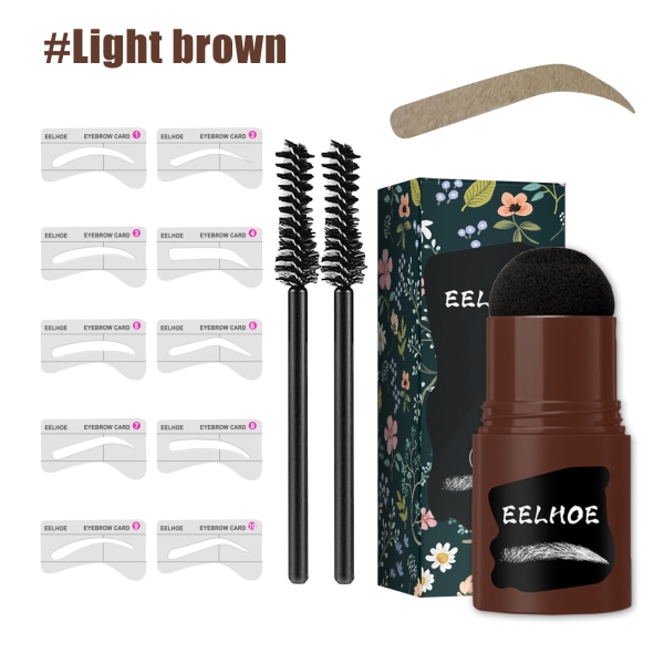 Ögonbrynsstämpel Hairline Shadow Powder Stick Ögonbrynsdefinierare med justerbart print Vattentätt Brow Stamp Shaping Kit Hårtäckning Powder-Light