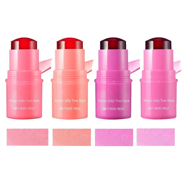 4 ST Milk Cooling Water Jelly Tint, Milk Jelly Blush, Water Jelly Tint Stick, Sheer Lip & Cheek Stain