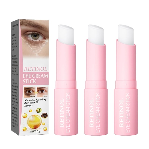 Retinol Eye Cream Stick, återfuktande och uppstramande, minskar svullnader i ögonen (3 st)