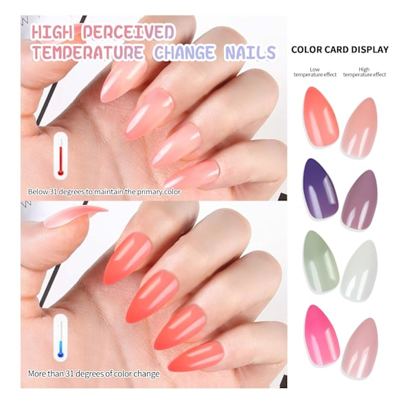 Press On Nails Care False Nail,Mellan Mandel Återanvändbar 12 storlekar,24 Nails Kit med Gel gel,Handgjorda bärbara cover Franska konstnaglar,Naglar Tips Beau