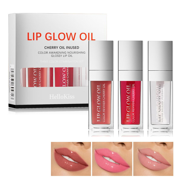 3-delad Plumping Lip Oil, Lip Gloss Oil Toned Lip Balm Läppvård, Långvarig näring, Clear Tootsie Roller Lip Oil Reparerar läpplinjer och förhindrar
