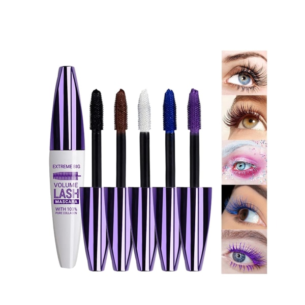 5 färger av 4D Silk Fiber Mascara, lätt att applicera kvinnors ögonmakeuppresenter