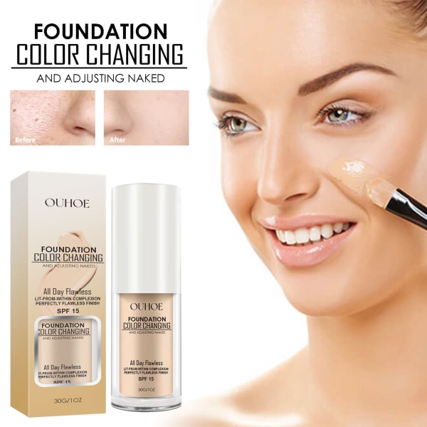 Flytande foundation, klar och transparent, delikat, ljusare, concealer, anti-svett, långvarig, flytande foundation