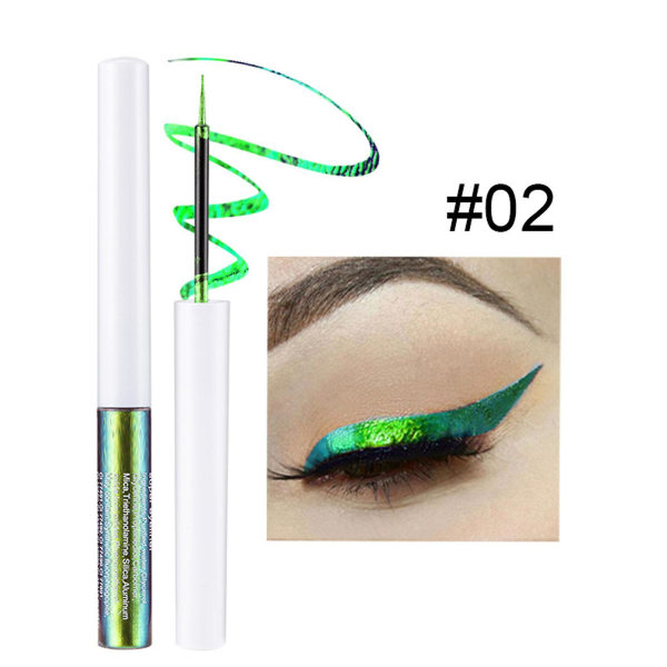 Chameleon Liquid Eyeliner, Guld Metallic Satin Högpigmenterad Färgad Multi Finish Glitter Eye Liner Eye Shadow Pen, #02