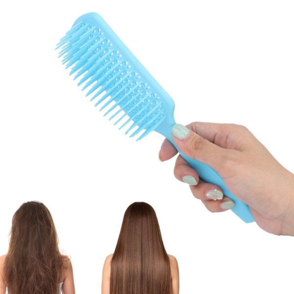 Bred hårborste, hårborste, hårbottenmassage, ihålig fyrkantig kam för frisörerBlå