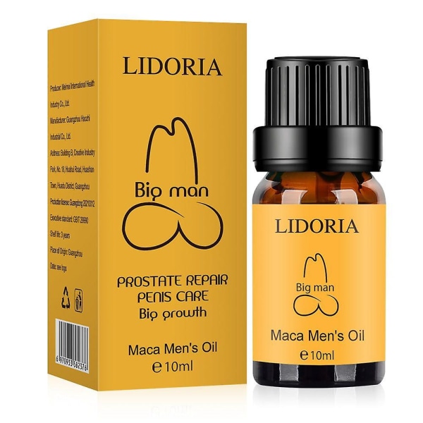Lidoria Yellow Box Maca eterisk olja för män, midja och rygg Privata delar Underhåll eterisk olja Vuxenprodukter-10ml