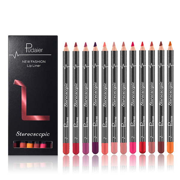 Lip Liner Pencil, 12 st High Pigmented Creamy Matte Lip Liner Set, Läppstift Penna för flickor och kvinnor Lip Makeup Presentset för dagligen/resor/fest/arbete