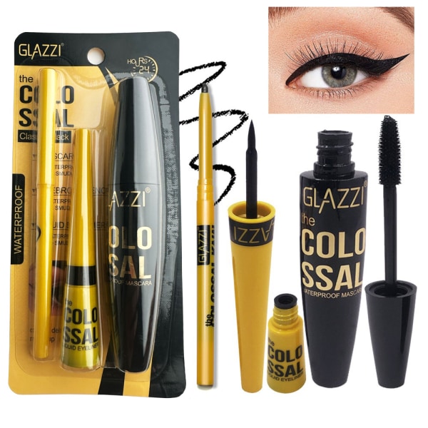 2 uppsättningar av mascara eyeliner eyeliner gel penna combo set, långvarig och icke-smetande