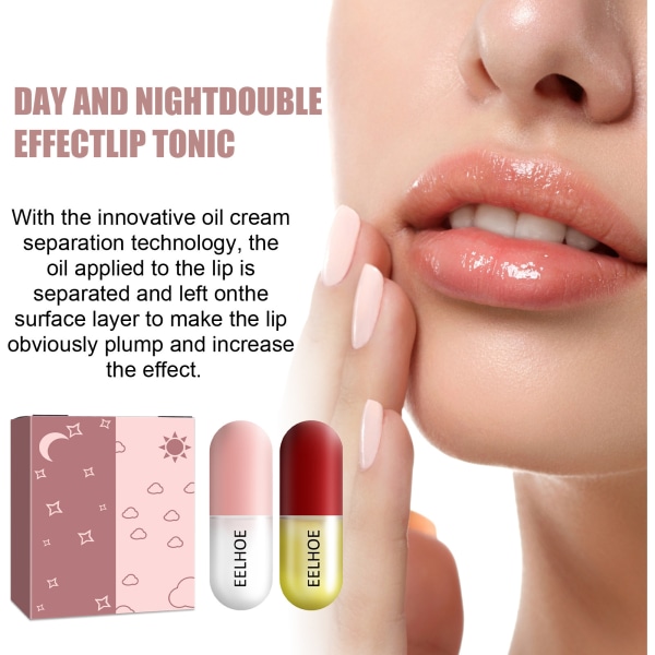 Day and Night Lip Oil Capsules Lip Glaze Plumping Två förpackningar Day and Night Lip Moisturizing and Plumping-24g