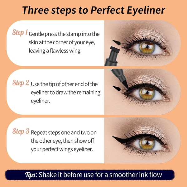 2 vattentäta Eyeliner-stämplar | Duo Winged Eyeliner - Triangle Winged Eyeliner, vattentät och fläckbeständig