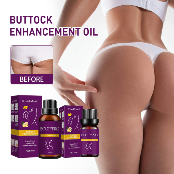 (1 st) Butt Enhancer Oil, lyftande, uppstramande, massageolja, kroppsskulptering, persika skinkor, framhävning av böjda skinkor och skinkor - 30 ml box