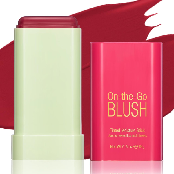 Multi-use Makeup Blush Stick - Vattentät, tonad fuktighetskräm för ögon, läppar, kinder i blyg rött