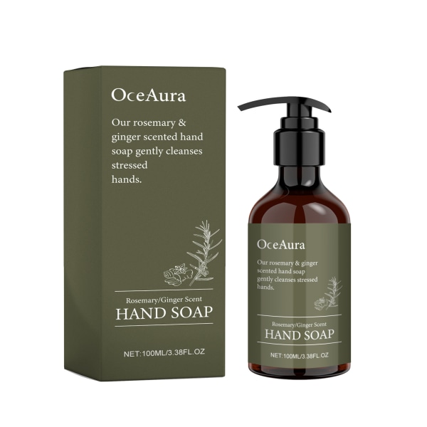Moisturizing Liquid Hand Soap by med rosmarin ingefära doft, för mjuka och rena händer, silikon- och parabenfri med naturliga ingredienser, vegansk