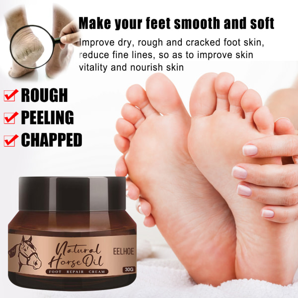 (Förpackning med 2) Regenerating Foot Cream Horse Oil Foot Repair Balm, Torr spruckna Peeling Fötter, Närande Fuktgivande Reparation Treatment Balm | Exfolierande